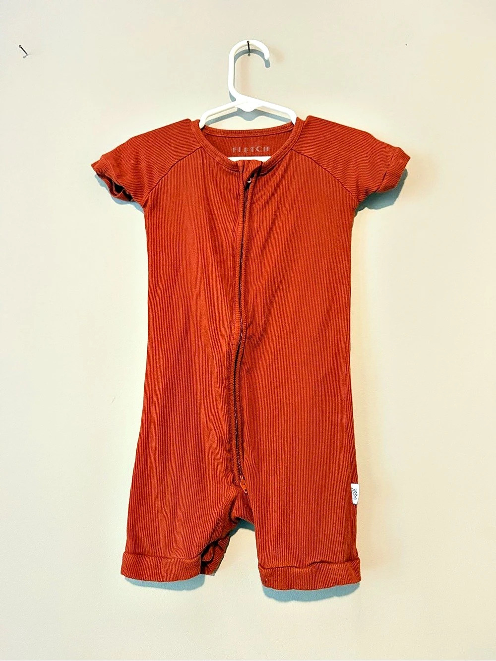 FLETCH Ribbed Shortie Romper Orange Baby 3M